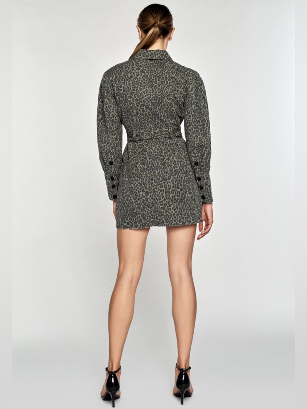 Marissa Webb MERA LEOPARD PRINT CANVAS MINI DRESS sz 8 - Picture 10 of 10